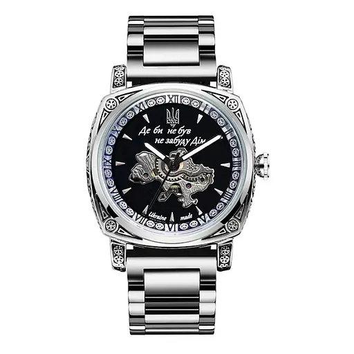 Наручний годинник чоловічий 021-3D Де би не був Silver-Black Steel Awarder acs0031954 - фото 1