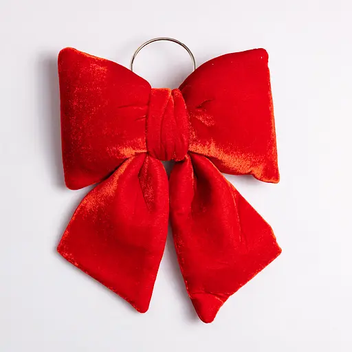 Оксамитовий бант для декору Yiwu на ялинку та двері 25×35 (см) Червоний CR-2-16 - фото 2