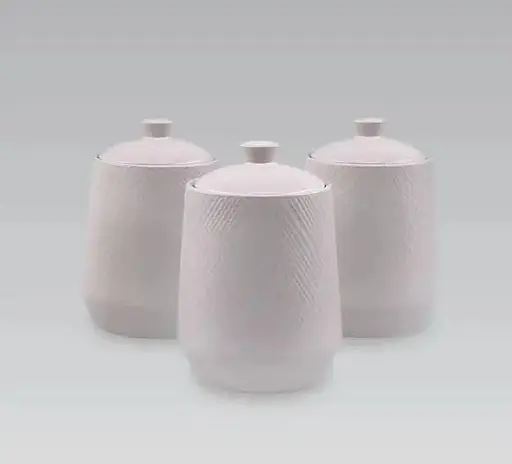 Набір із 3-х керамічних баночок Maestro MR-20002-03CS ємності для сипучих продуктів Білі - фото 1