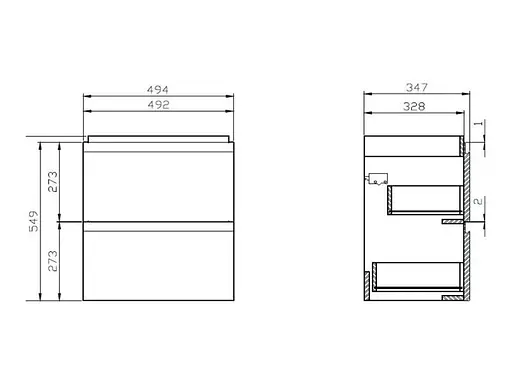 Тумба для ванной комнаты Cersanit CET В03 с умывальником Moduo Slim 50 см Серый UN509-041 30412 - фото 4