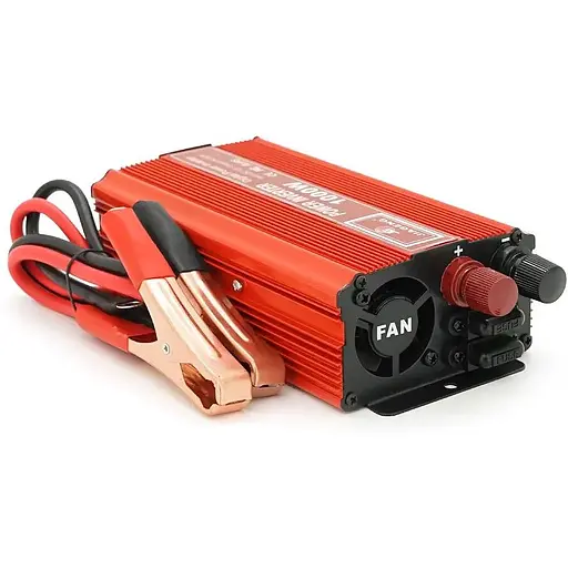 Інвертор напруги Voltronic Jiageng 1000ВА(600Вт), 12/220V, approximated, 1 універсальна розетка, клем + крокодили, Red, Box - фото 2