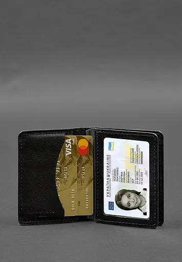 Кожаная обложка для водительского удостоверения, ID и пластиковых карт 2.0 черная - фото 6