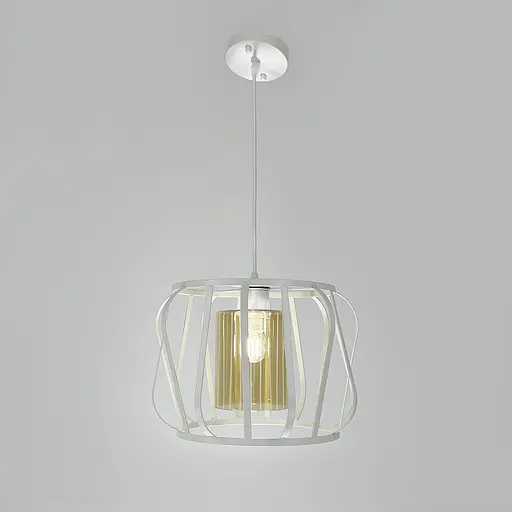 Підвісний світильник із янтарним плафоном у білому корпусі 32×23 см | Арт. 12682/1 WT+AM | Line F - фото 2