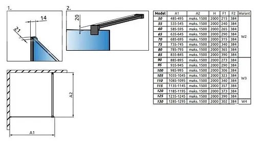 Душова перегородка Radaway Modo New Black II Factory 95 см профиль чорний 389095-54-55 - фото 3