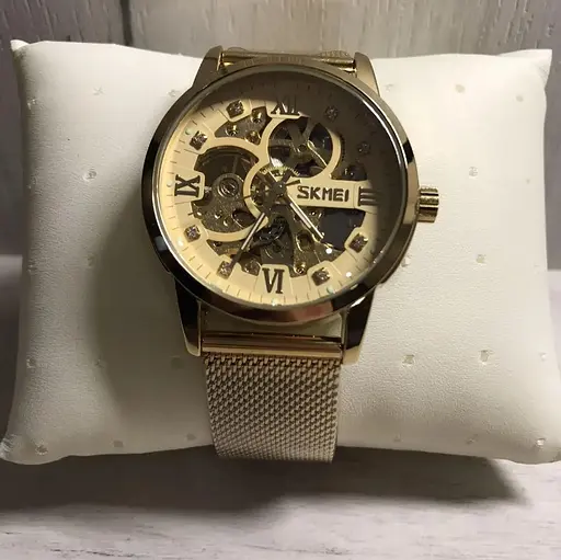 Мужские скелетоны часы Skmei 9199 (Золотой) - фото 3