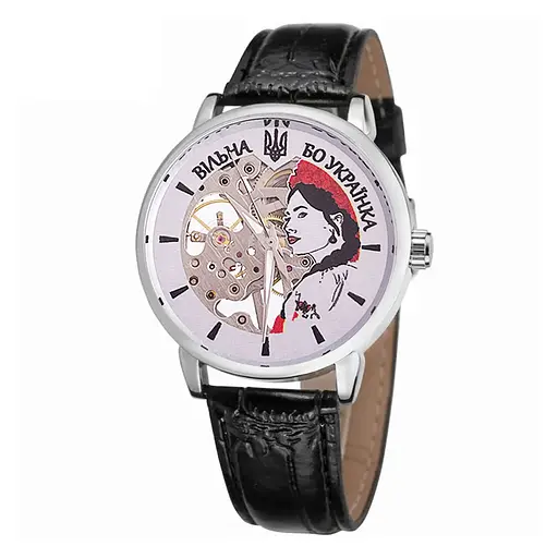 Наручний годинник жіночий 022 Silver-Black Mechanic Вільна бо Українка Patriot acs0030979 - фото 6