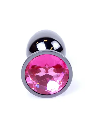 Металлическая анальная пробка с кристаллом Boss Jewellery Dark Silver 7 см (розовый) - фото 3