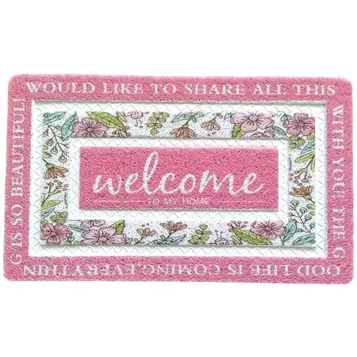 Килимок придверний Welcome прямокутний 60х40 см, рожевий Yiwu HP-47-1P