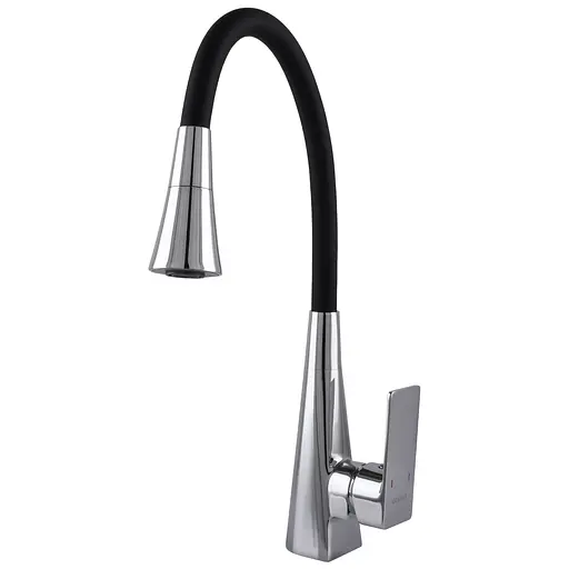 Змішувач для кухні Globus Lux NIAGARA GLN-0203SM-00 одноважільний поворотний хром чорний для установки на одне отвір