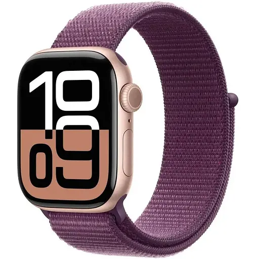 Смарт-годинник Apple Watch Series 10 GPS 42mm Rose Gold Aluminum Case w. Plum Sport Loop (MWWK3)