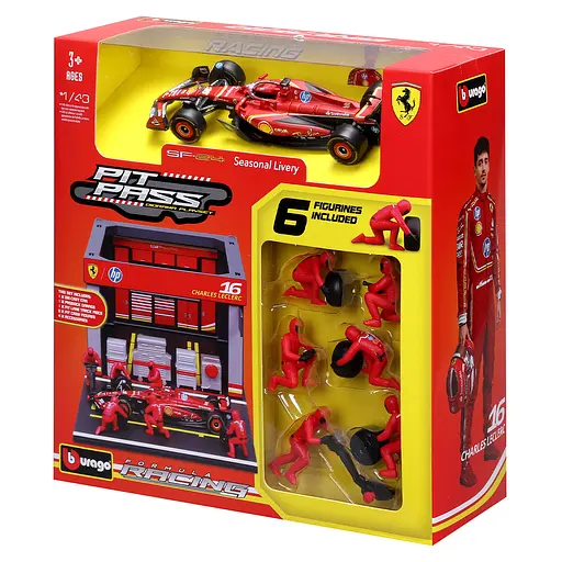 Игровой набор Bburago Pit Pass Ferrari SF-24 1:43 (18-36862 (#16)) - фото 4