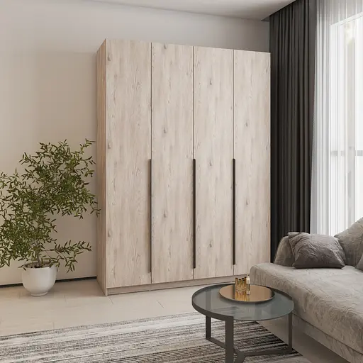 Шкаф 4-дверный MebelStar Оскар ДСП BG, блок ящиков 160x52x220 см Аляска серый (MBS-4679)