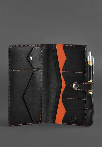 Шкіряний тревел-кейс 4.0 чорний з помаранчевим - фото 4