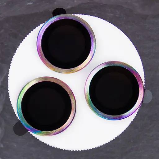 Захисне скло Metal Classic на камеру в упак. для Apple iPhone 14 Pro 6.1/14 Pro Max 6.7 Бузковий/Rainbow - фото 2