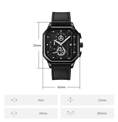 Наручний чоловічий класичний годинник Skmei 1963 Чорний - фото 6