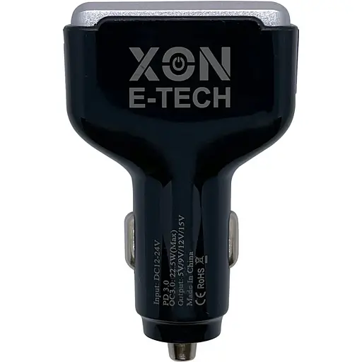 Автомобільний зарядний пристрій XON MaxCharge Type-C 82.5W 2 x Type-C PD30 + Type-A 15V/1.5A Black (5060948063500) - фото 5