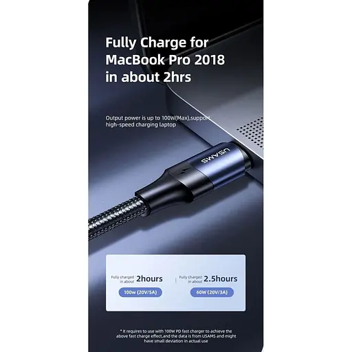 Кабель Usams US-SJ526 U71 USB-C to USB-C PD 100W 5A 3m Black (SJ526USB01) [139702] - фото 9