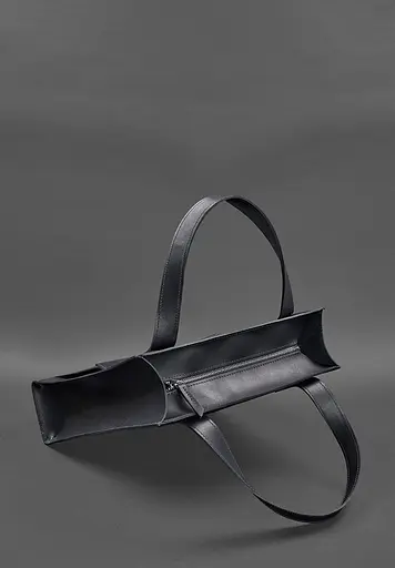 Шкіряна жіноча сумка шоппер Бетсі з кишенею синя Краст - фото 4