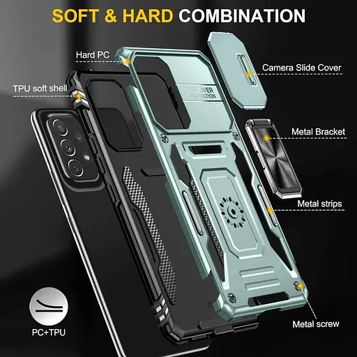 Ударопрочный чехол Camshield Army Ring для Samsung Galaxy A53 5G Зеленый / Light Green - фото 5