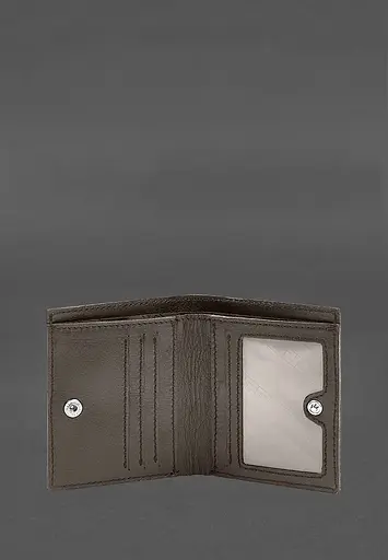 Кожаный портмоне на кнопке Brut темно-бежевый краст - фото 4