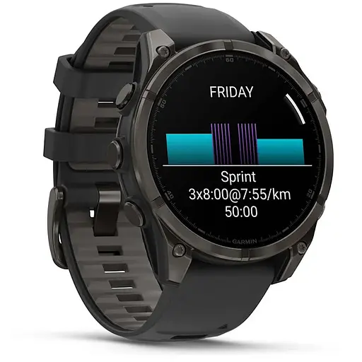 Смарт-часы Garmin Fenix 8 47 мм Solar Сапфир Графит/Титан Карбоновый DLC с силиконовым ремешком QuickFit 22 мм - фото 2