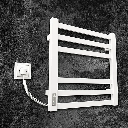 Электрический полотенцесушитель Kosser Герда 500x500 EL тайм. белый ДГ01ELW, Белый матовый, Левое - фото 1