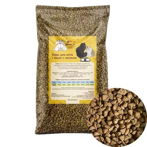 Сухий корм Дружок Економ класу гіпоалергенний для котів з лососем 10кг - фото 1