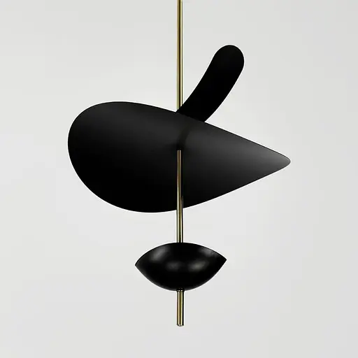 Дизайнерский светильник в черном корпусе с латунной трубкой Ø 60 см | Line F | Ст. MJ09-600 BK - фото 2