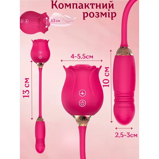 Вибратор Passion двойной вакуумный малиновый (4821002029556) - фото 4