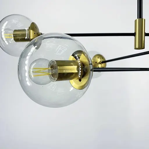 Мінімалістична люстра в корпусі чорного кольору на 8 ламп | Line F | Арт. AOC13/8 BK - фото 4