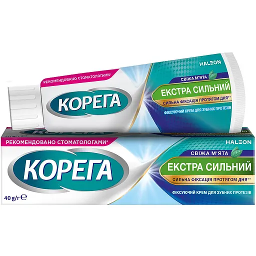 Фиксирующий крем для зубных протезов Corega Экстра Сильный Свежая Мята 40 г
