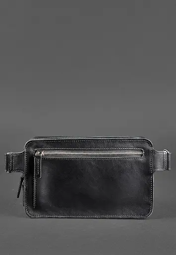 Шкіряна поясна сумка Dropbag Maxi чорна Krast - фото 4