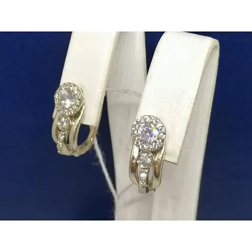 Золоті сережки Гаразд з фіанітами. 3533549 - фото 4