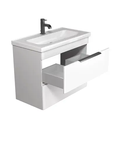 Тумба Мойдодир Iris 80-А з умивальником Fenova 80 підвісна Білий - фото 2