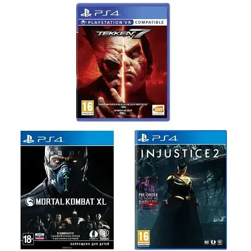 Гра Injustice 2 + Tekken 7 + Mortal Kombat XL (російські субтитри) (PS4) Fighting Games Bundle