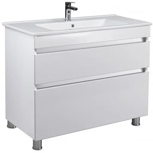 Тумба Мойдодир MoonShine 100 з умивальником Su-100 на ніжках Білий - фото 1