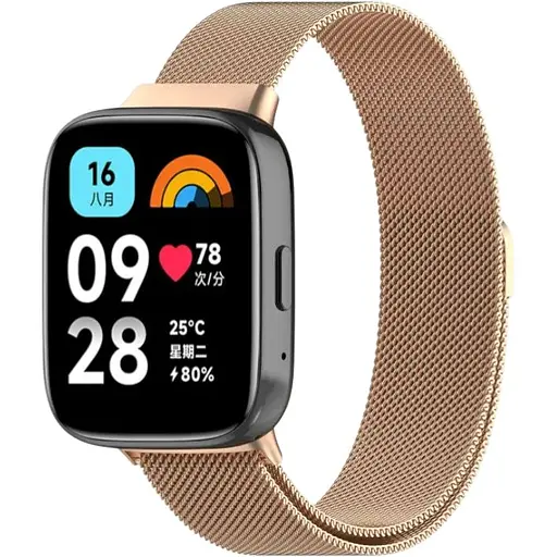 Ремешок DK для Xiaomi Redmi Watch 3 Active / 3 Lite Metal Milanese Loop Magnetic (rose gold)