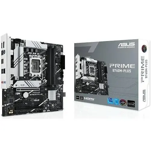 Материнская плата Asus Prime LGA1700, B760M-PLUS, B760, 4xDDR5, Int.Video (CPU), 4xSATA3, 2xM.2, 2xPCI-E 4.0 x16, 1xPCI-E 4.0 x1, Realtek 7.1, Realtek 2.5Gb, 4xUSB3.2/7xUSB2.0, HDMI/DP, MicroATX - фото 2