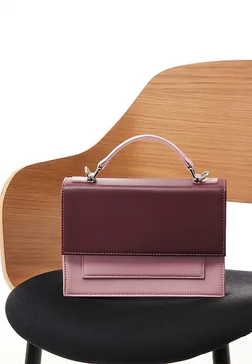 Жіноча шкіряна сумка Grace бордовий/рожевий - фото 2