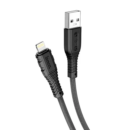 Кабель силіконовий Hoco Lightning Nano silicone charging data cable X67 1 метр чорний - фото 1