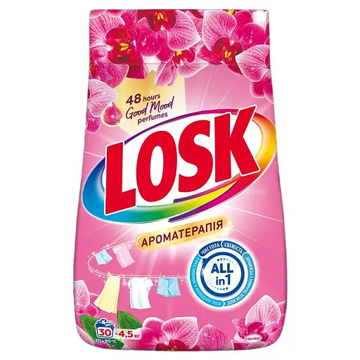 Порошок для прання Losk Ароматерапія Ефірні олії та аромат Малайзійської квітки 4.5 кг 30 циклів прання - фото 1