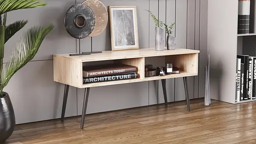 Тумба під ТВ Невада Ferrum-decor 45x100x38 Чорний метал ДСП Дуб Сан-Марино 16 мм (FRD-106724)