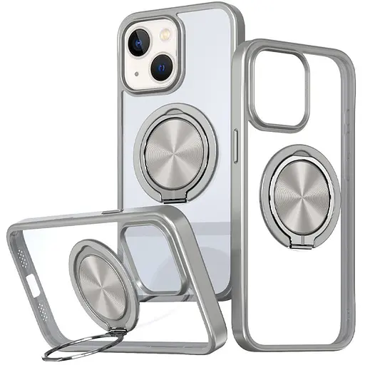 Чохол Epik TPU+PC Metal Ring with MagSafe для Apple iPhone 15, 6.1 Сірий - фото 1