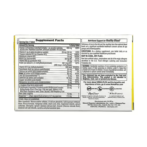 Комплекс для здоров'я крові Nature's Plus Hema-Plex 10 tabs (1086-2023-10-4413) - фото 2