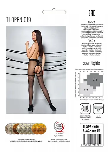 Колготки с открытым доступом имитация чулок Passion Tiopen 019 black 3/4 (20 den) - фото 6