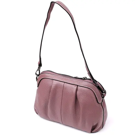 Жіноча шкіряна сумка з ефектним драпіруванням Vintage 23х15х7 см 000315805 - фото 2