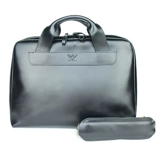 Шкіряна ділова сумка Attache Briefcase чорний - фото 1