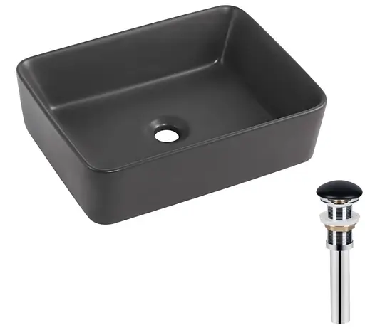 Раковина накладная Qtap Tern Anthracite, прямоугольная, с донным клапаном QT17116069AN - фото 2