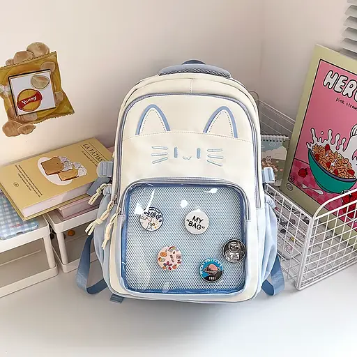 Рюкзак подростковый Котенок, 45x31x13 см, 3 отделения, с прозрачным карманом, 2511 (в ассортименте) - фото 5