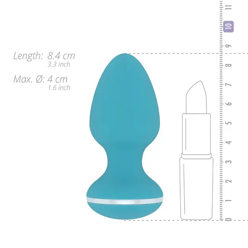 Анальна пробка Cala Azul Blanca Vibrating Anal Plug 8.3 см (бірюзовий) - фото 6